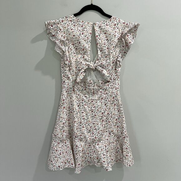 Sundae Muse Gracie Dress Floral Print Size 8 V Neck Mini‎ Open Back Tie Ruffle - Picture 2 of 6
